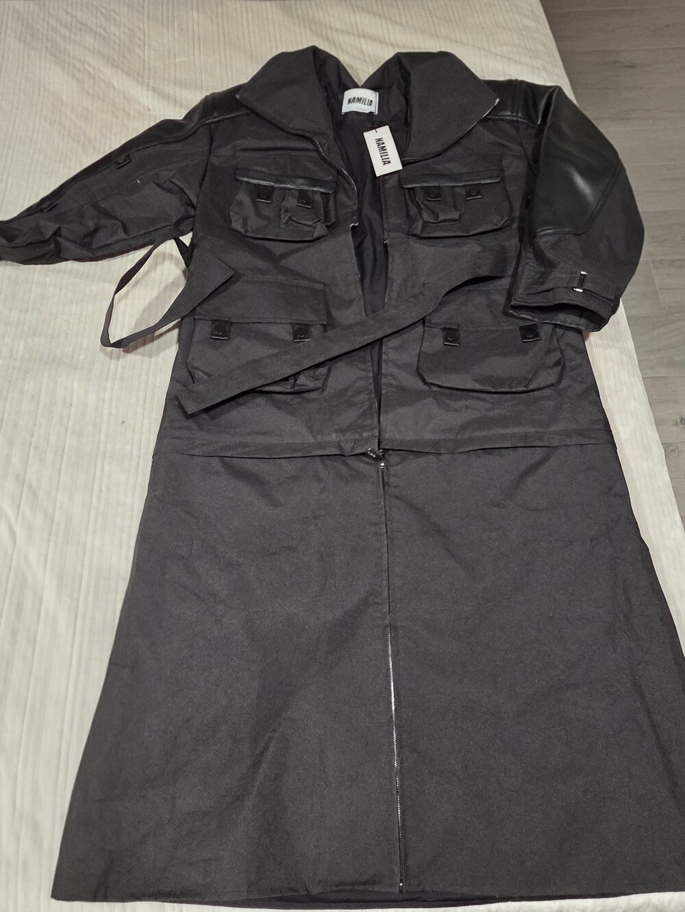 Namilia Inferno Transformer Jacket Coat Black Convertible Trench Goth Techwear S - Picture 6 of 11